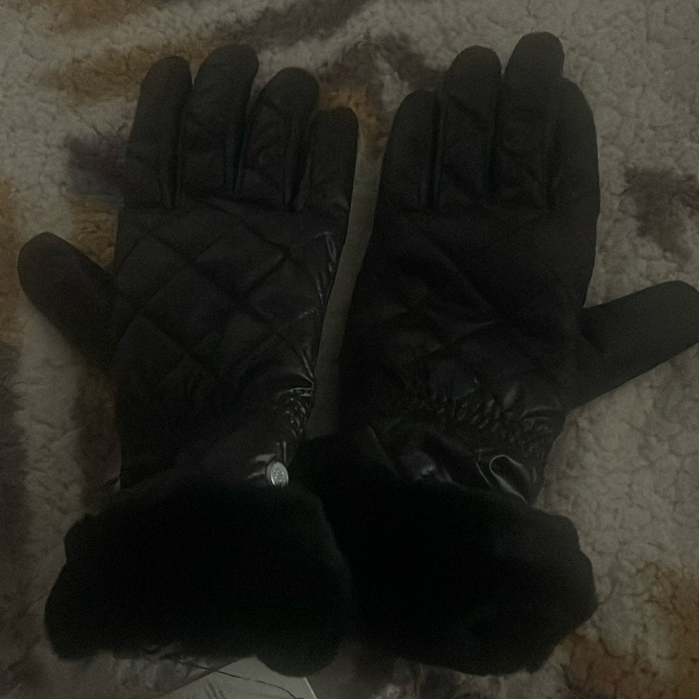 UGG winter gloves, women L/XL, black, palm leather, touch screen compatible